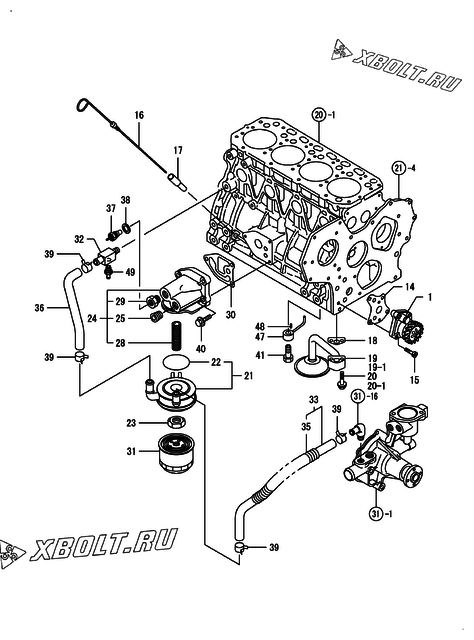  Система смазки двигателя Yanmar 4TNE84T-GHN1
