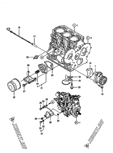  Система смазки двигателя Yanmar 3TNV88-BPYB