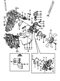  Двигатель Yanmar 3TNV88-BPYB, узел -  Система водяного охлаждения 