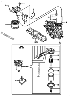  Двигатель Yanmar 3TNV88-BPYB, узел -  Топливопровод 