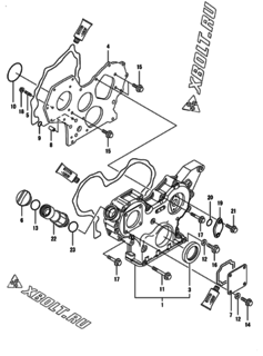  Двигатель Yanmar 4TNV88-BXYB, узел -  Корпус редуктора 