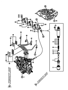  Двигатель Yanmar 4TNV88-BXYB, узел -  Форсунка 