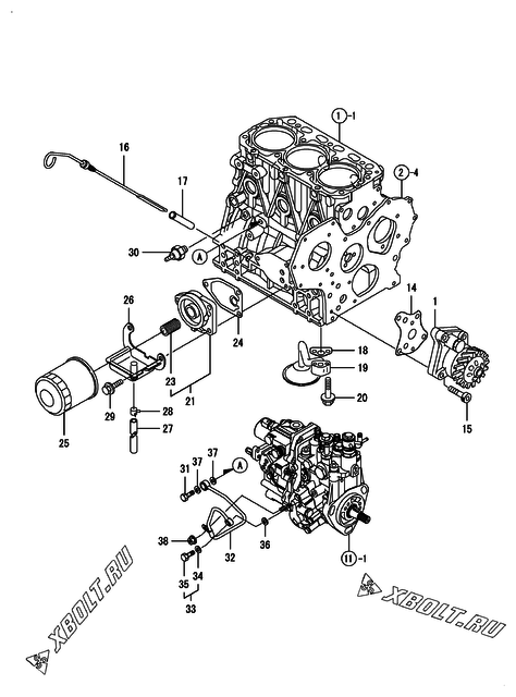  Система смазки двигателя Yanmar 3TNV88-BSHB