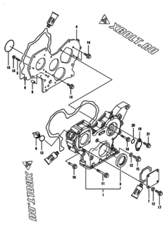  Двигатель Yanmar 4TNV88-BNHB, узел -  Корпус редуктора 