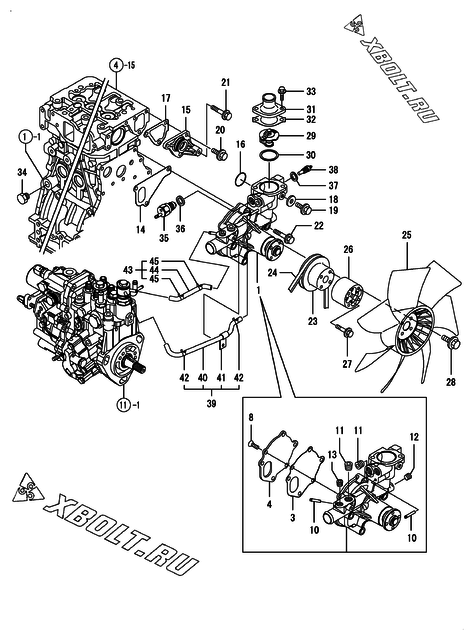  Система водяного охлаждения двигателя Yanmar 4TNV88-BNHB