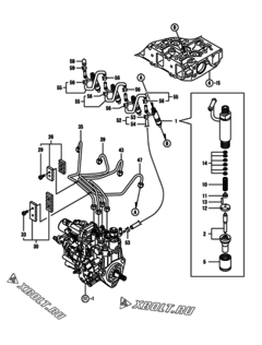  Двигатель Yanmar 4TNV88-BNHB, узел -  Форсунка 