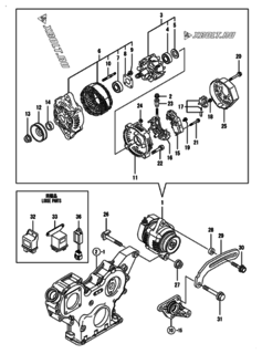  Двигатель Yanmar 4TNV88-BNHB, узел -  Генератор 