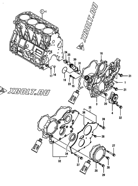  Корпус редуктора двигателя Yanmar 4TNV98-ZWHB