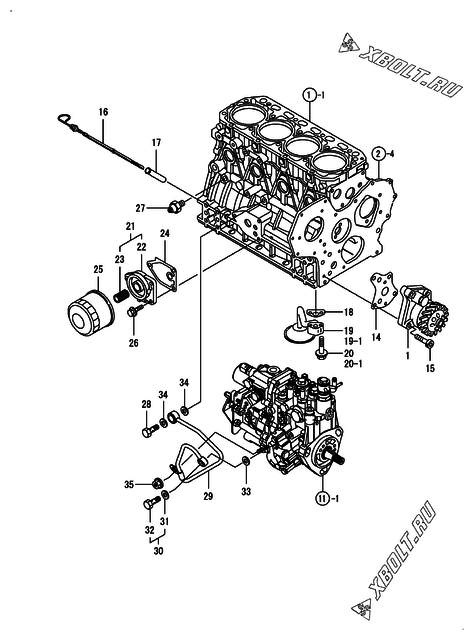  Система смазки двигателя Yanmar 4TNV88-BKNR