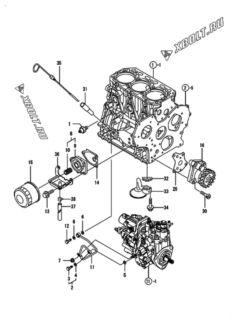  Система смазки двигателя Yanmar 3TNV88-BQIK