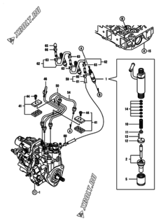  Двигатель Yanmar 3TNV88-BQIK, узел -  Форсунка 