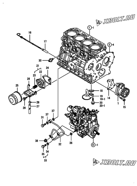  Система смазки двигателя Yanmar 4TNV88-BPIKA