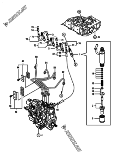  Двигатель Yanmar 4TNV88-BPIKA, узел -  Форсунка 