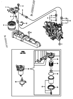  Двигатель Yanmar 4TNV88-BPIKA, узел -  Топливопровод 