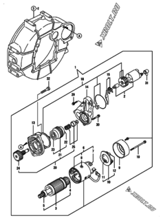  Двигатель Yanmar 4TNV88-BPIKA, узел -  Стартер 