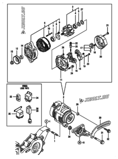  Двигатель Yanmar 4TNV88-BPIKA, узел -  Генератор 