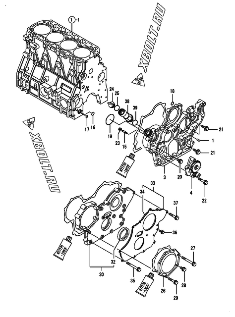 Корпус редуктора двигателя Yanmar 4TNV98-EPIK