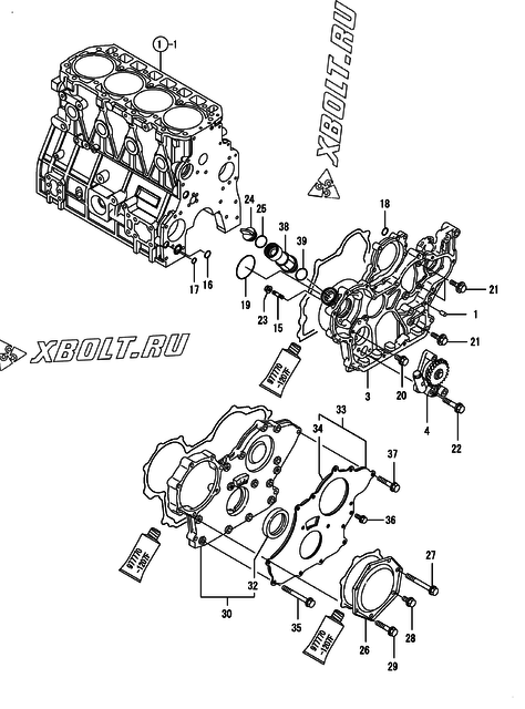  Корпус редуктора двигателя Yanmar 4TNV98-EPIKA