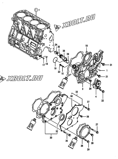 Корпус редуктора двигателя Yanmar 4TNV98-EPIKB
