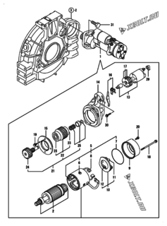  Двигатель Yanmar 4TNV98-EPIKB, узел -  Стартер 