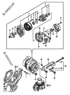  Двигатель Yanmar 4TNV98-EPIKB, узел -  Генератор 