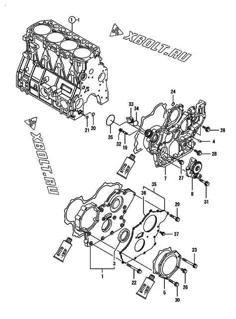  Корпус редуктора двигателя Yanmar 4TNV98-WHB