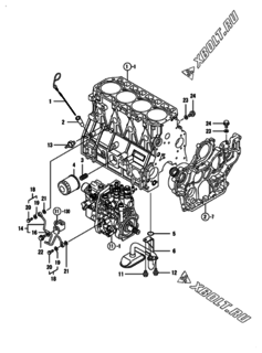 Двигатель Yanmar 4TNV98-WHB, узел -  Система смазки 