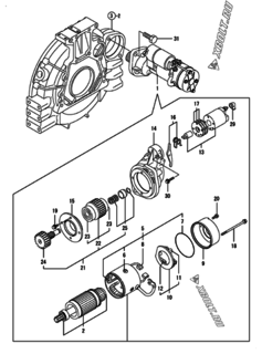  Двигатель Yanmar 4TNV98-WHB, узел -  Стартер 
