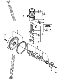  Двигатель Yanmar 4TNV88-ZKAS, узел -  Коленвал и поршень 