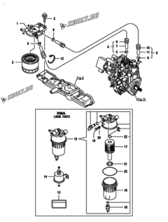  Двигатель Yanmar 4TNV88-ZKAS, узел -  Топливопровод 