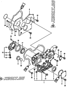  Двигатель Yanmar 3TNV82A-QYB, узел -  Корпус редуктора 