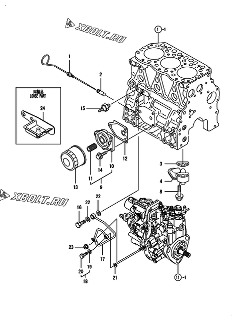  Система смазки двигателя Yanmar 3TNV82A-QYB