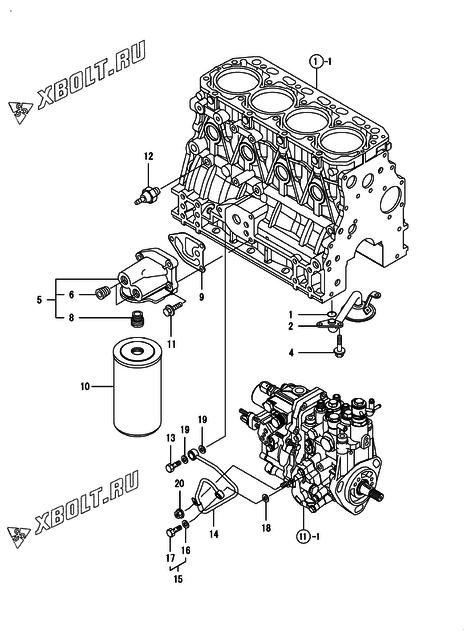  Система смазки двигателя Yanmar 4TNV88-SMRE