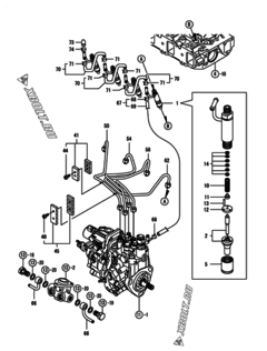  Двигатель Yanmar 4TNV88-SMRE, узел -  Форсунка 