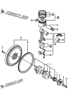  Двигатель Yanmar 3TNV88-BPTS, узел -  Коленвал и поршень 