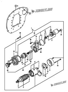  Двигатель Yanmar 3TNV88-BPTS, узел -  Стартер 