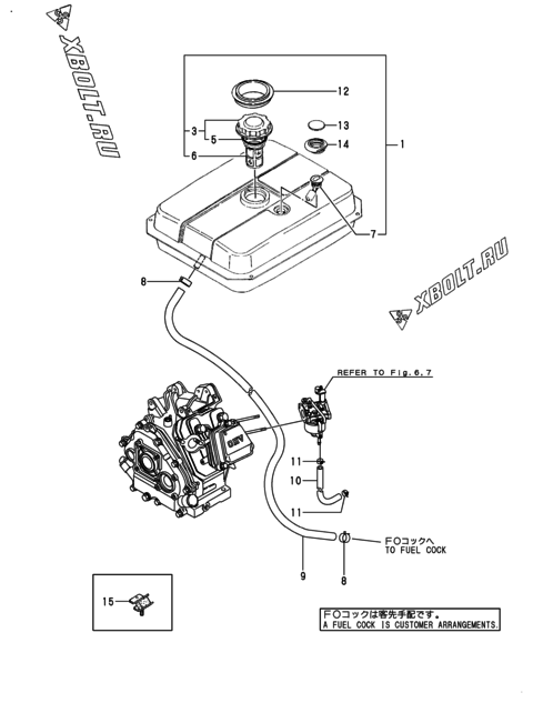  Топливный бак и топливопровод двигателя Yanmar GA160ARDGS