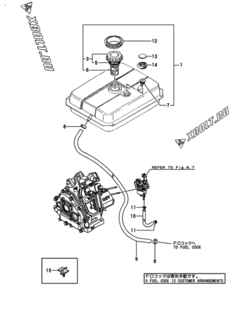  Двигатель Yanmar GA180ARDEHGS, узел -  Топливный бак и топливопровод 