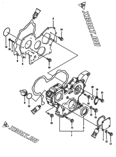  Двигатель Yanmar 3TNV88-BPMB, узел -  Корпус редуктора 
