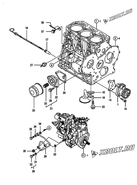  Система смазки двигателя Yanmar 3TNV88-BPMB