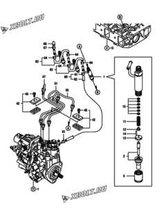  Двигатель Yanmar 3TNV88-BPMB, узел -  Форсунка 