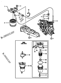  Двигатель Yanmar 3TNV88-BPMB, узел -  Топливопровод 