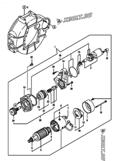  Двигатель Yanmar 3TNV88-BPMB, узел -  Стартер 