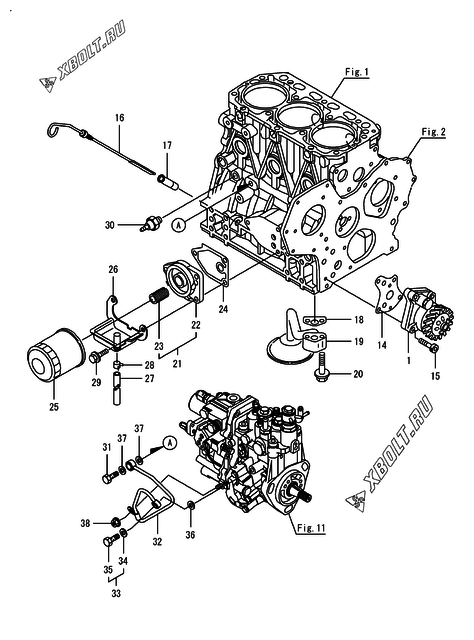  Система смазки двигателя Yanmar 3TNV88-BSHBBA