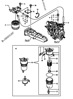  Двигатель Yanmar 3TNV88-BSHBBA, узел -  Топливопровод 