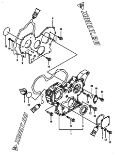  Двигатель Yanmar 3TNV88-BPHB, узел -  Корпус редуктора 