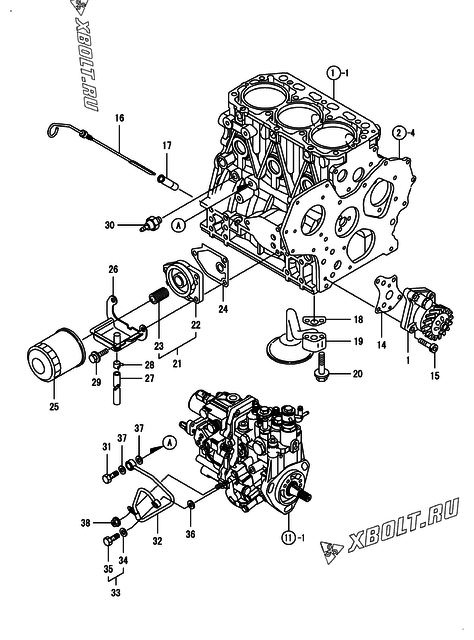  Система смазки двигателя Yanmar 3TNV88-BPHB