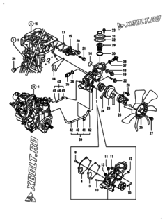  Двигатель Yanmar 3TNV88-BPHB, узел -  Система водяного охлаждения 