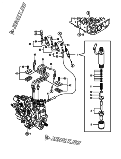  Двигатель Yanmar 3TNV88-BPHB, узел -  Форсунка 