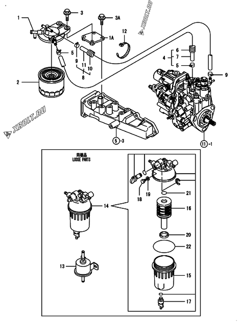  Топливопровод двигателя Yanmar 3TNV88-BPHB